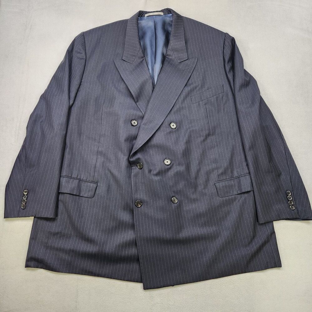 Hickey Freeman Blazer Men's 52L Navy Pinstripe Loro Piana Tasmanian Super 150's